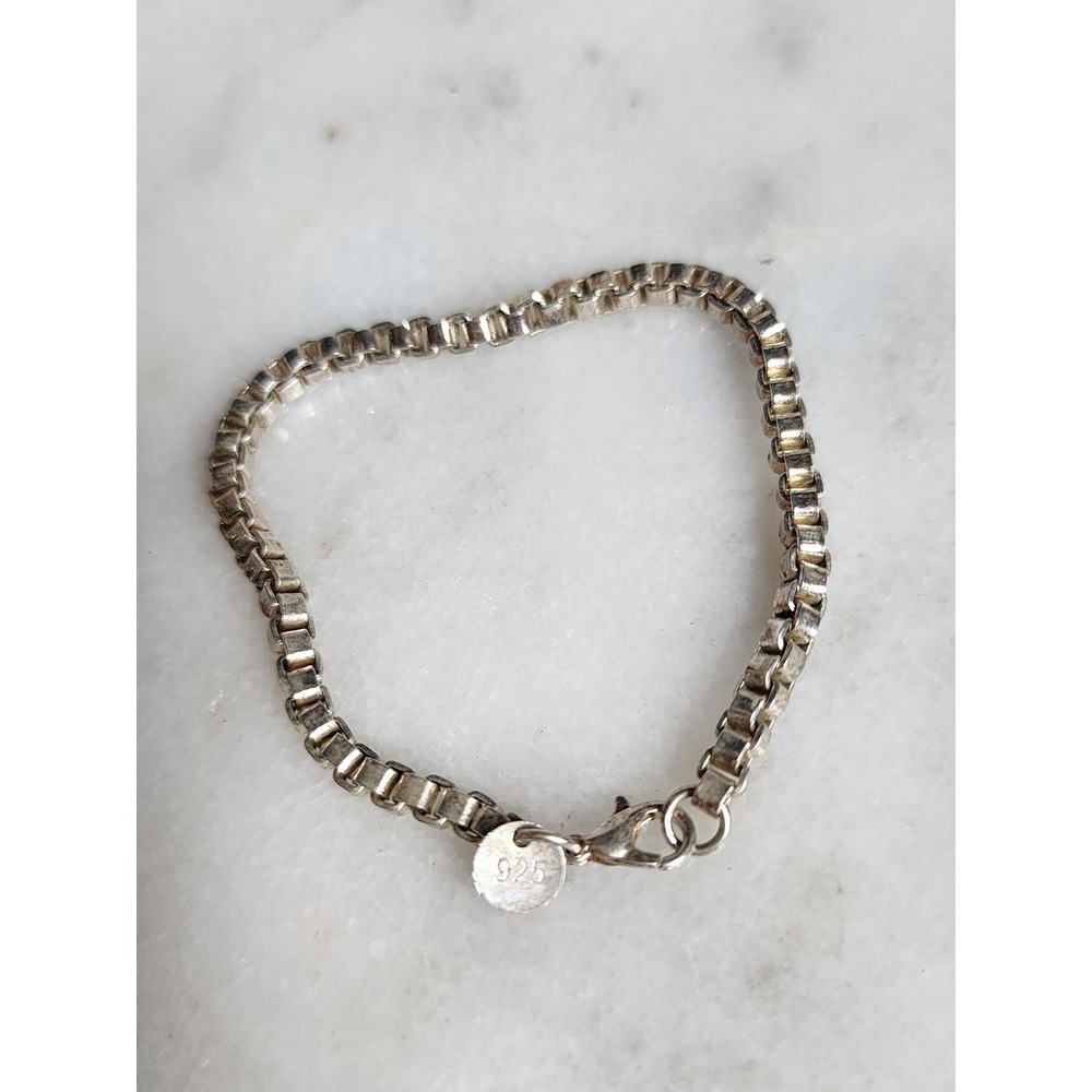 Sterling Silver 925 Bracelet Unisex 7.5" Classic Timeless Box Chain Square Link